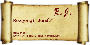 Rozgonyi Jenő névjegykártya